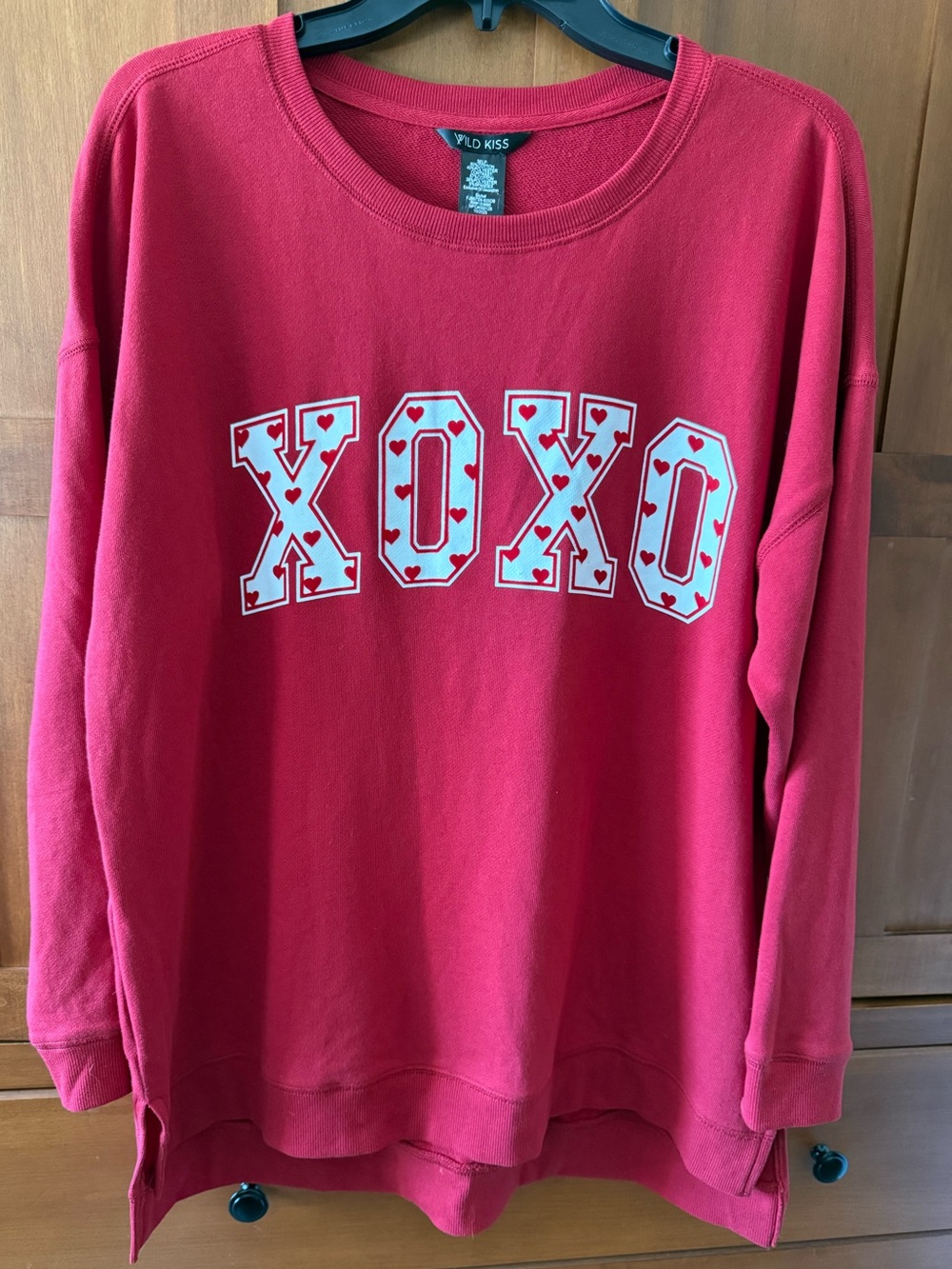 Wild Kiss XOXO Oversized Tunic Sweatshirt - Size 1X Red Valentine Crewneck